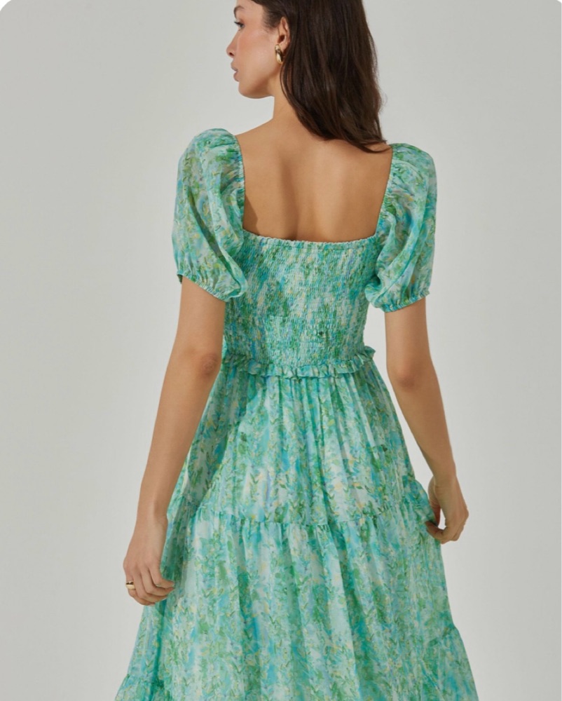 Bustier Puff Sleeve Midi Dress Color - Image 3