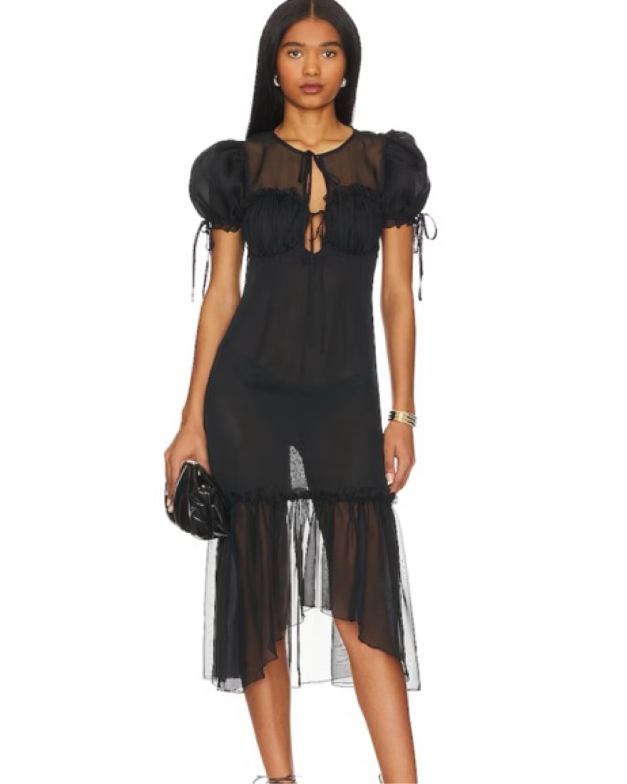 Revolve Ophelia Midi Dress in Black by LPA - Pickle