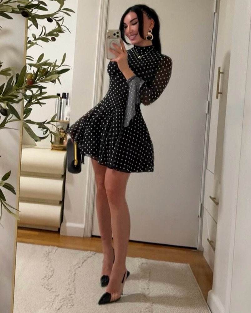 Elegant Polka Dot Mini Dress by Other - Pickle