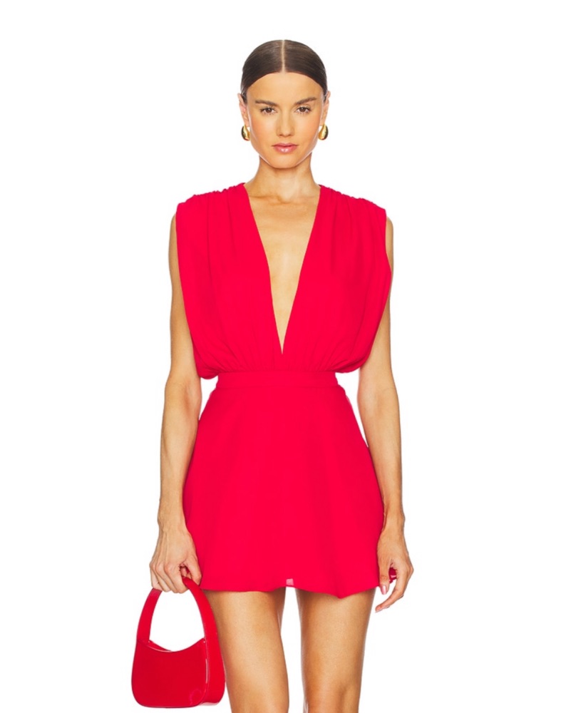 open lace back dress Red Mini Dress V-neck main image 1