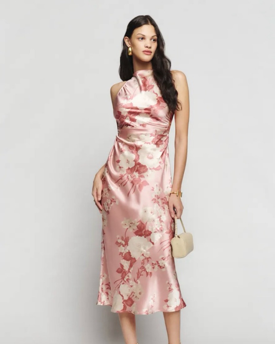 Reformation Casette Silk Dress by Reformation - Pickle