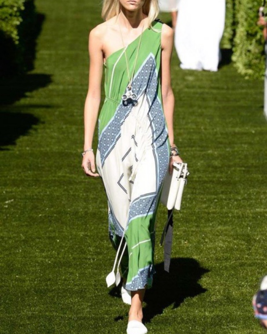 chinese dress ladies Tory Burch Printed Tie Waist Dress Painted Geo Midi Silk Long Sleeve main image 1