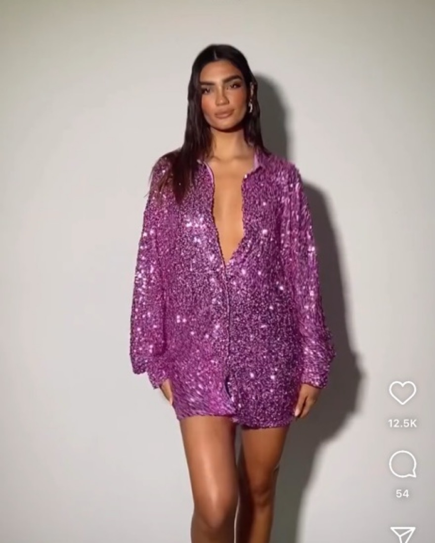 slim fit dress slacks Sparkling Soirée: Champagne Sequin Shirt Dress – BFF Here main image 1