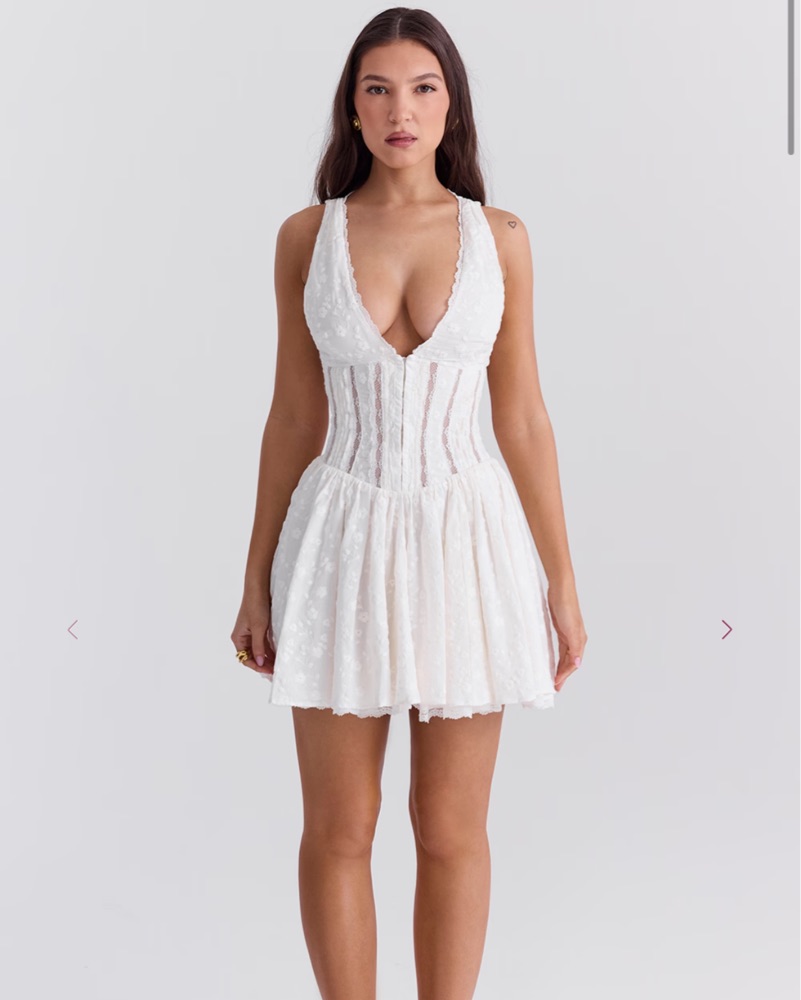 knee length dresses for ladies Hannah Structured Mini Dress | White | Graduation main image 0