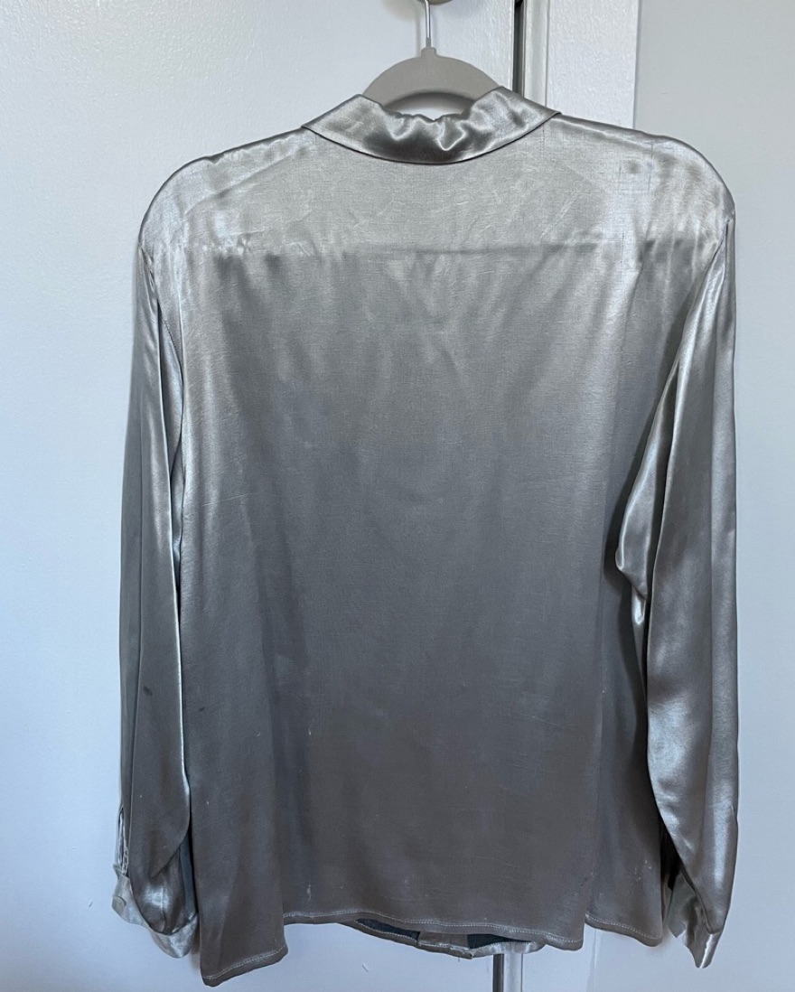 Vintage Metallic Silver Blouse - Image 2