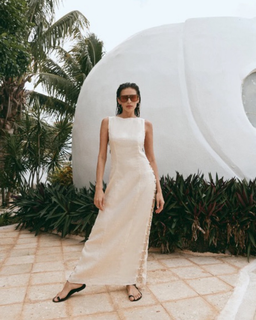 DISCOTECA LINEN MAXI DRESS CREAM by Verge Girl - Pickle