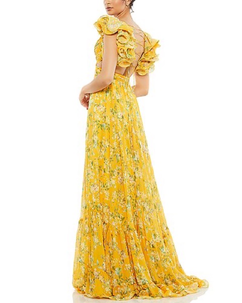 Mac Duggal Yellow Ruffle Gown by Mac Duggal - Pickle