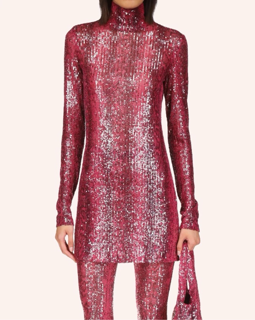slim fit dress slacks Pink Shimmer Knit Maxi Dress main image 1