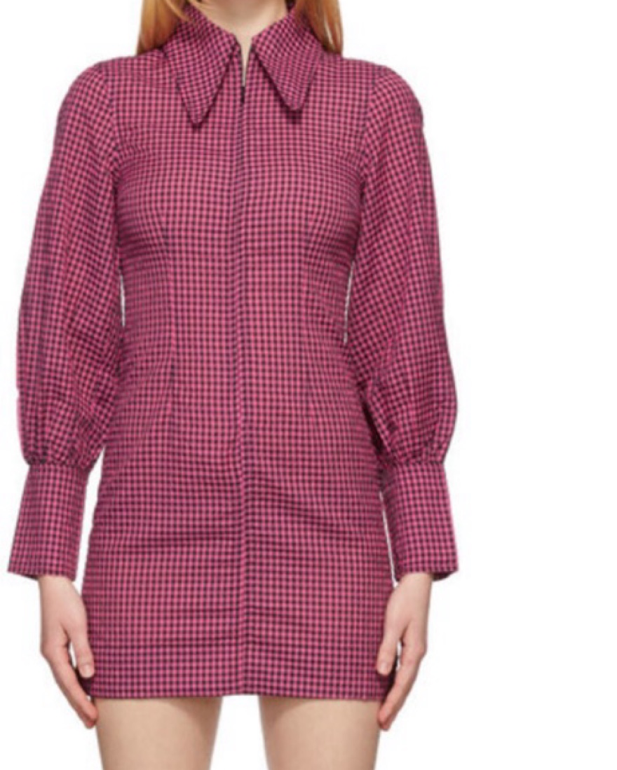 GANNI Pink Black Gingham Mini Dress - Image 1