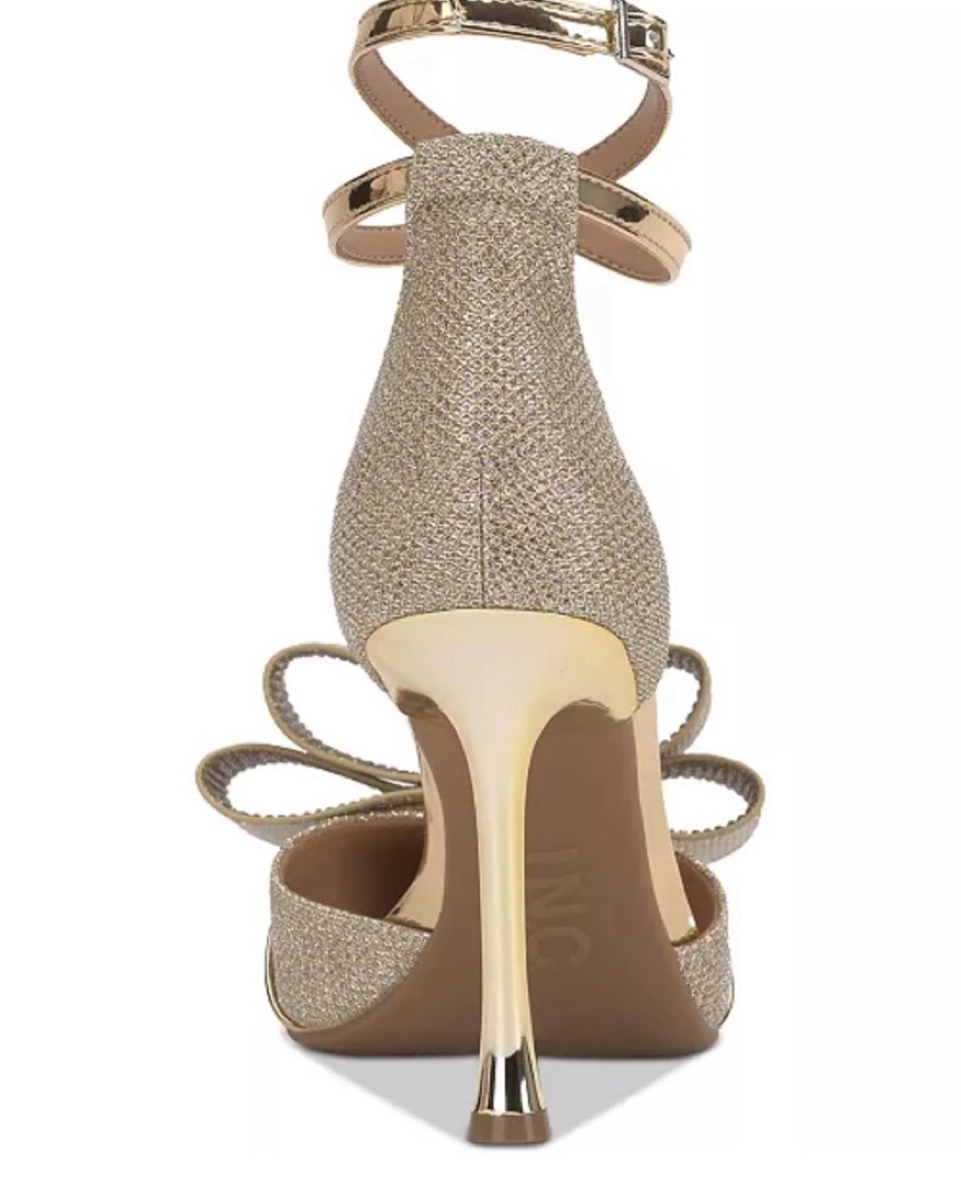 Glamorous Gold Studded Strap Heels - Image 3