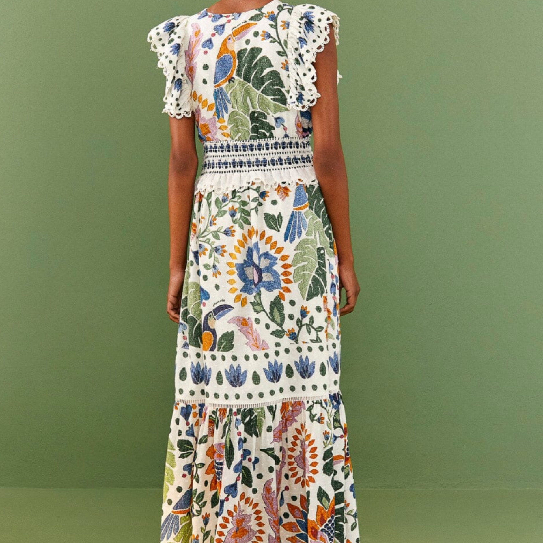 chinese dress ladies White Summer Garden Maxi Dress – FARM Rio main image 1