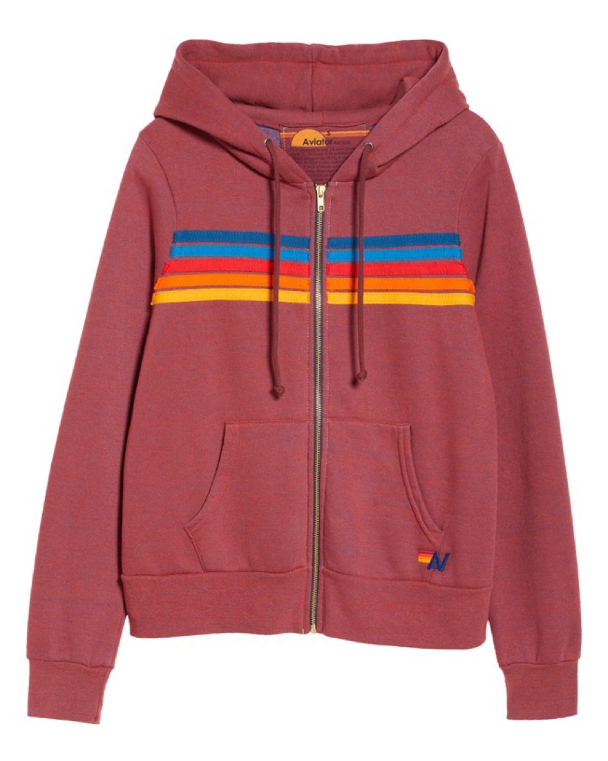 Sweat à Capuche Aviator Nation Unisexe – Bleu Marine/rouge, Taille L, Fermeture éclair