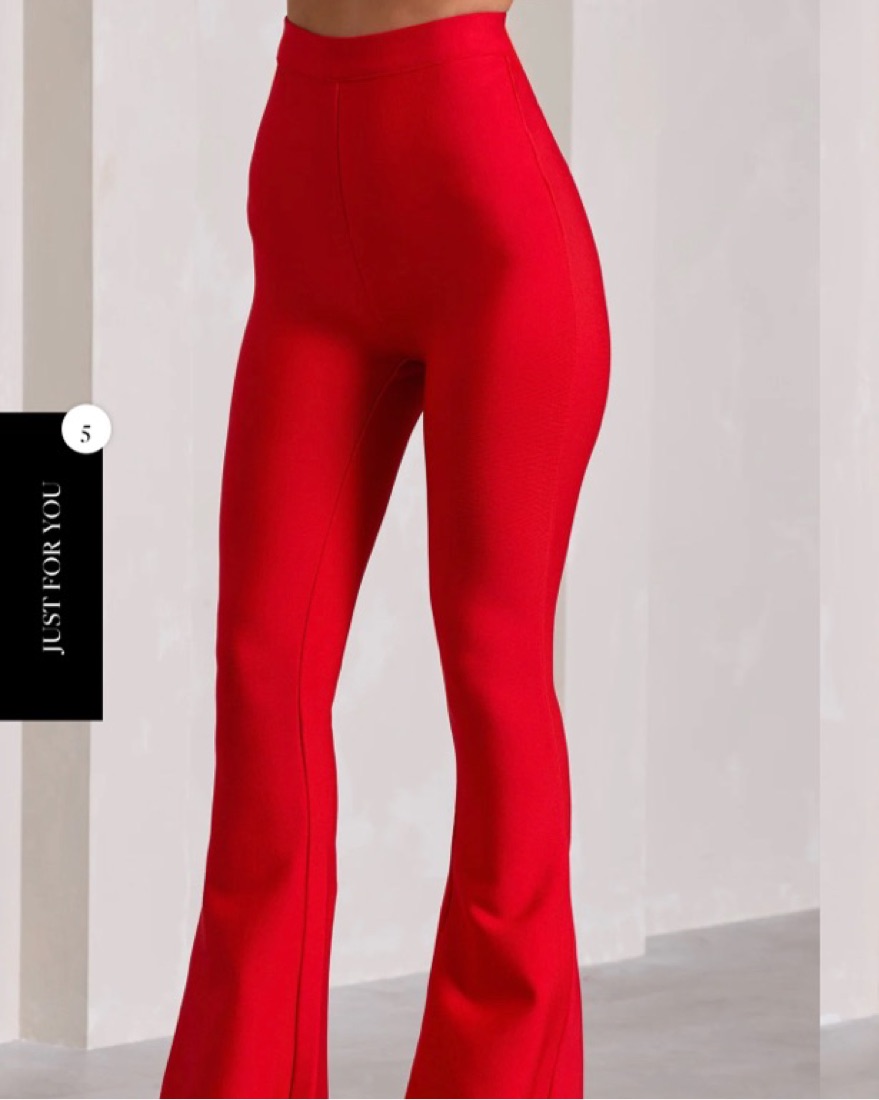  RED BANDAGE HIGH WAIST FLARED TROUSERS - Image 2