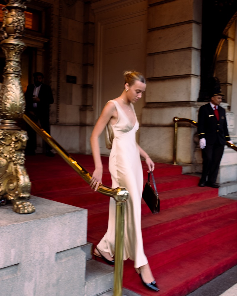 Gold/champagne formal dress w open back by Meshki