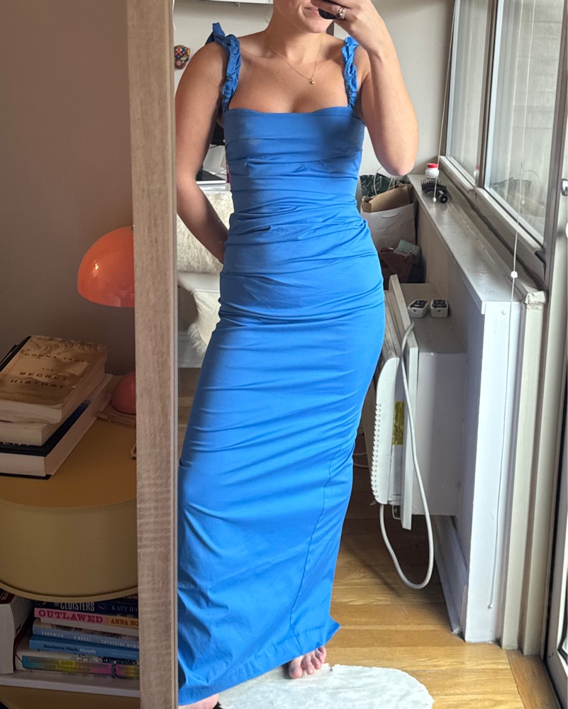 chinese dress ladies Royal Blue Twist Front Ruched Maxi Dress – PinkBlush main image 1