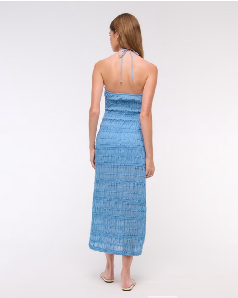 Abercrombie Halter Ruched Maxi Dress by Abercrombie and Fitch - Pickle