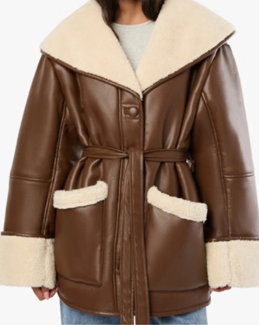 Faux Leather Sherpa Jacket - Image 2