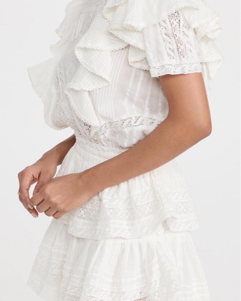 chinese dress ladies White Lace Ruffle Dress  Vintage Fairytale Princesscore