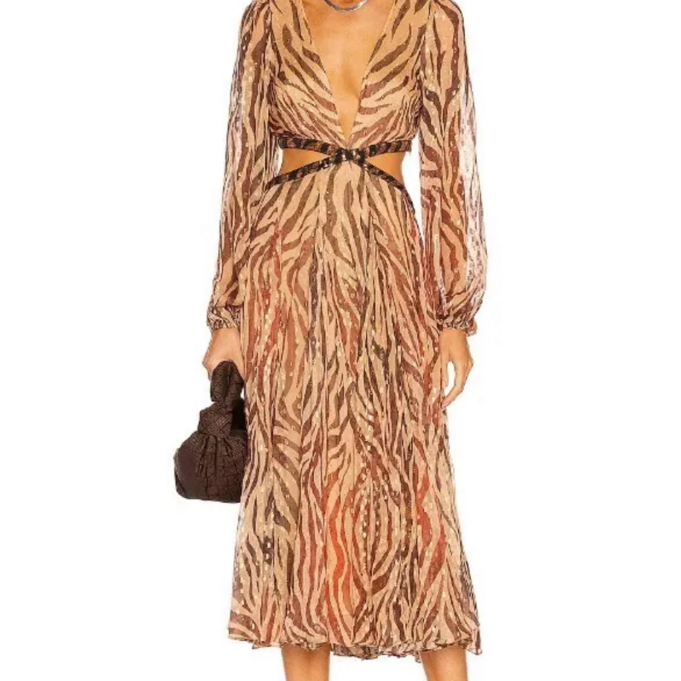 knee length dresses for ladies Multi Tiger Print 3/4 Sleeve Shirt Midi Dress – AX Paris US main image 0