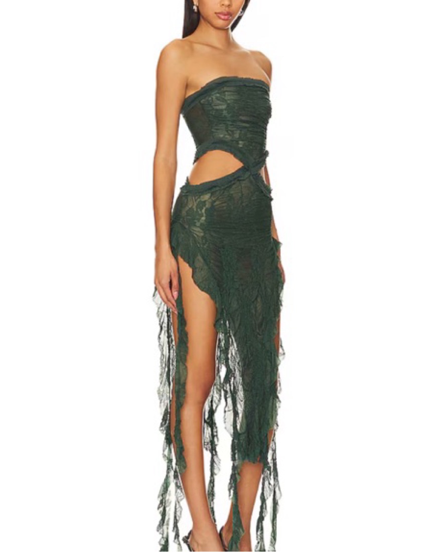 Ruffle Green Dress by Jaded London - Pickle
