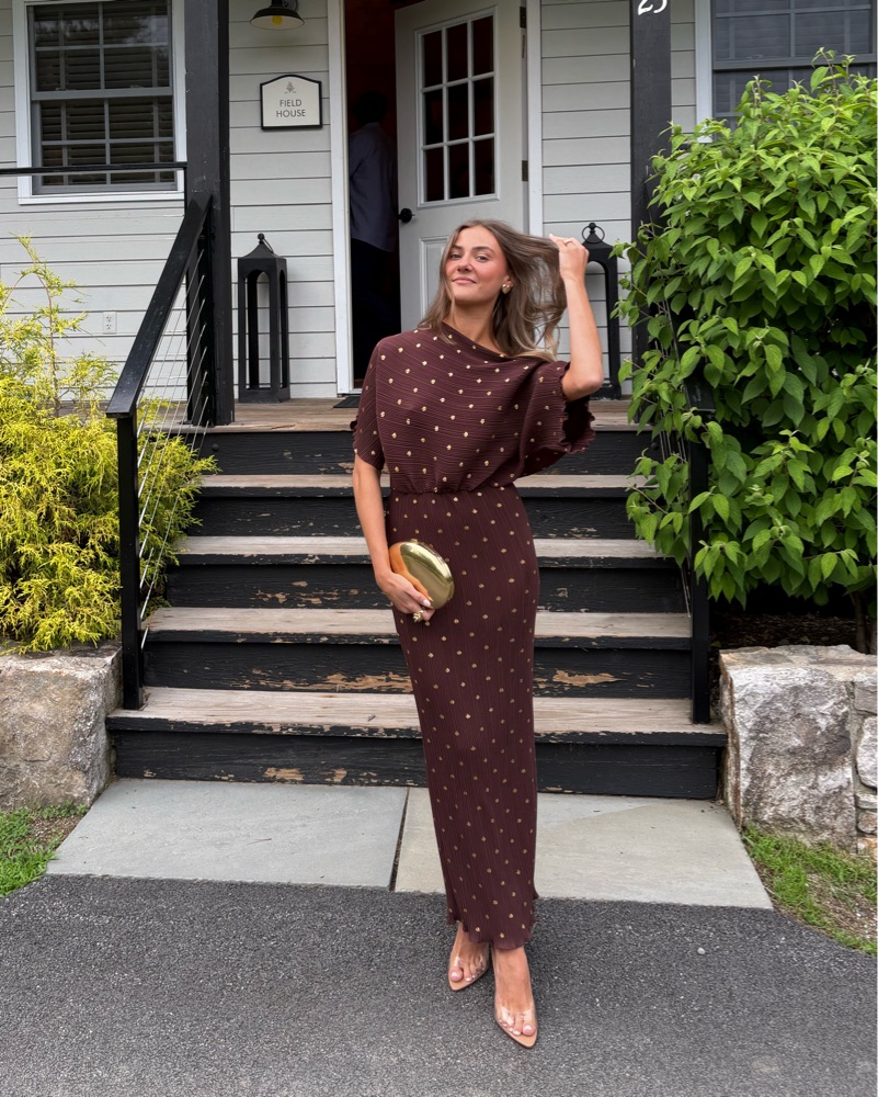 Never Fully Dressed Brown/Gold Dress by Never Fully Dressed - Pickle