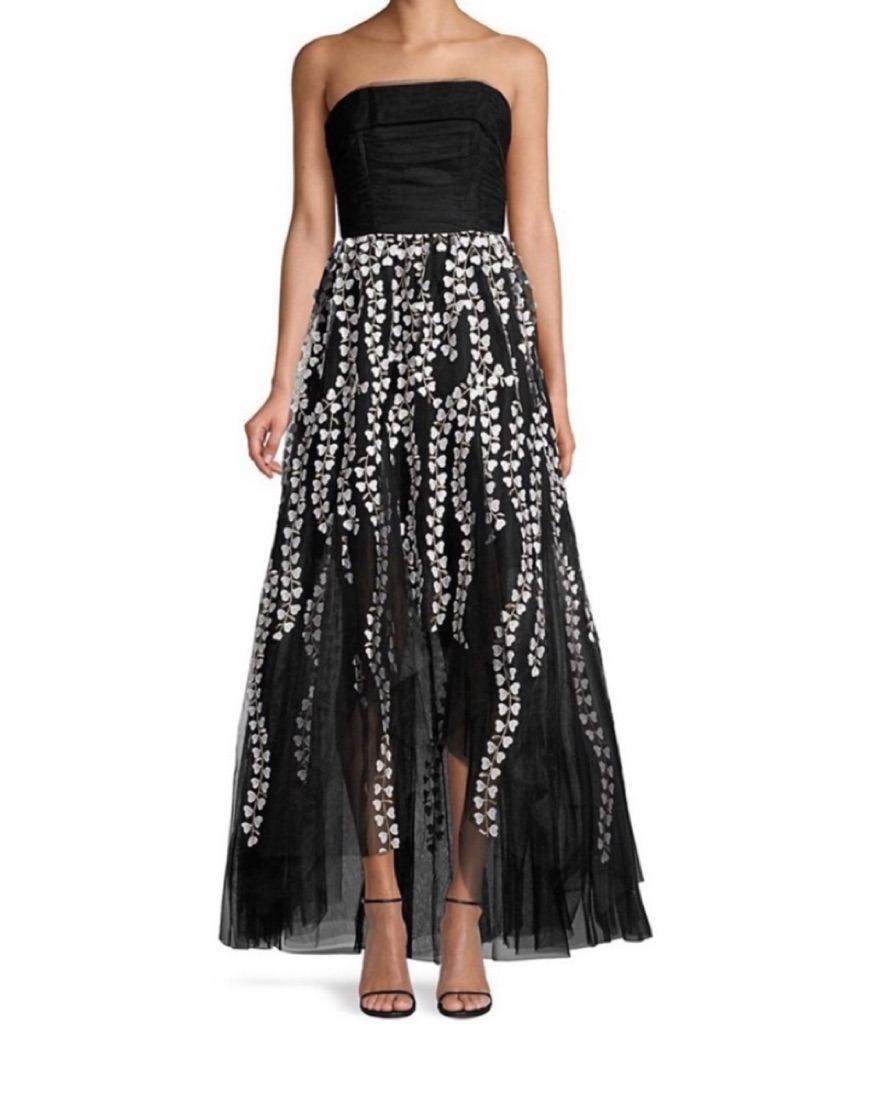 sachin and babi light blue dress Floral Chiffon Strapless Ruched Tiered A-Line Midi main image 1