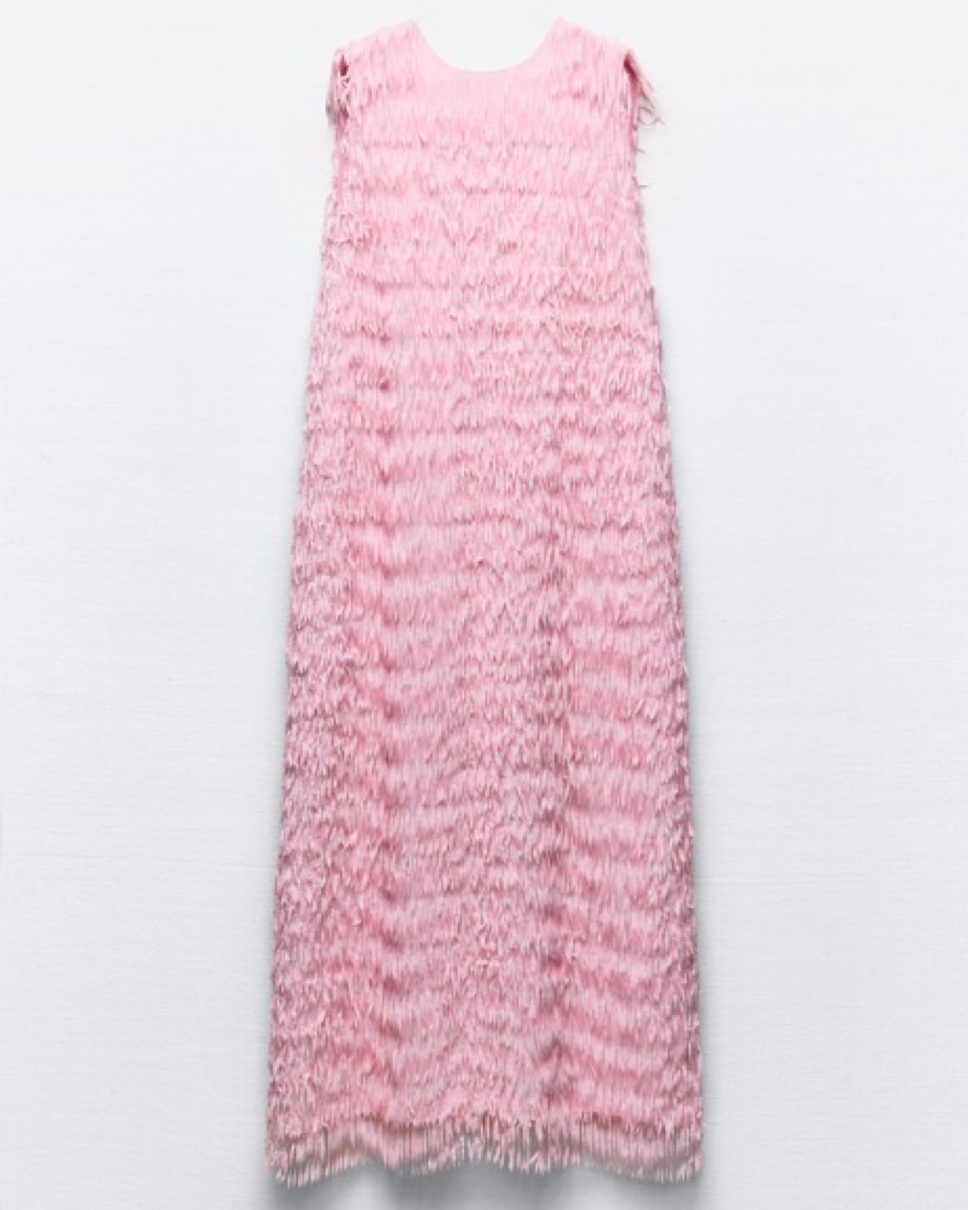 strapless open back dress Chic Pink Halter Neck Knit Midi Dress with Open Back and Fluted Fringe Hem