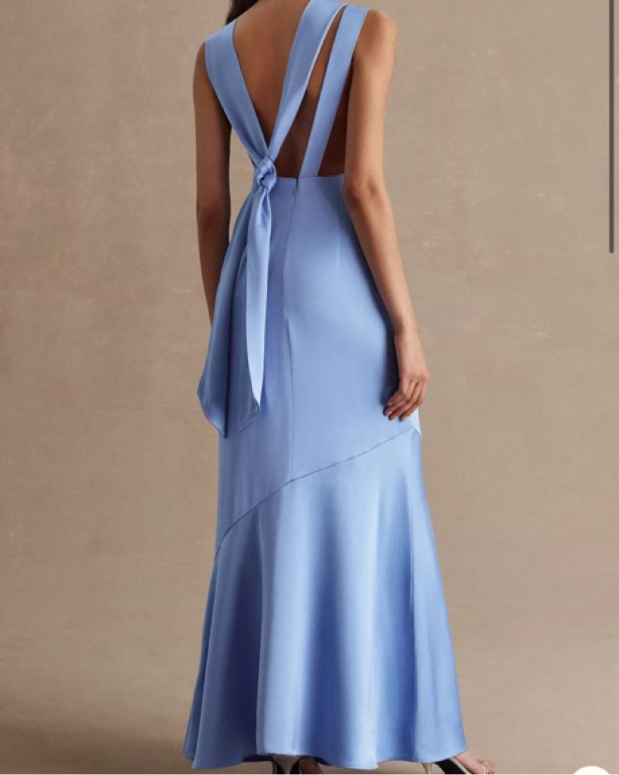 princess polly baby blue dress ASOS DESIGN tonal contrast lace trim mesh maxi dress with tie details in  pastel blue