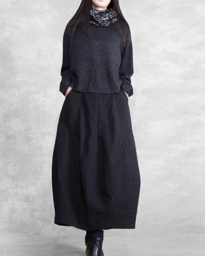 Solid color cotton cocoon skirt - Image 1