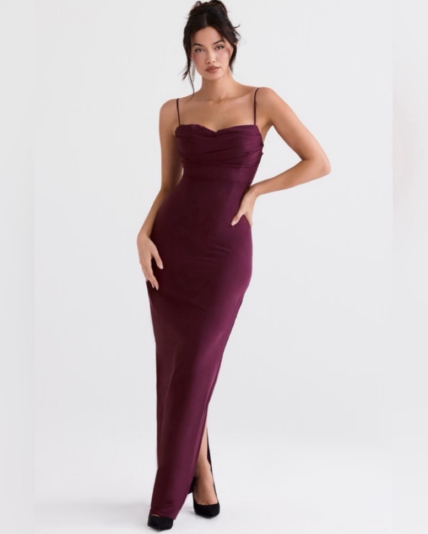 slim fit dress slacks Selma Mini Crepe Dress Merlot / Xs