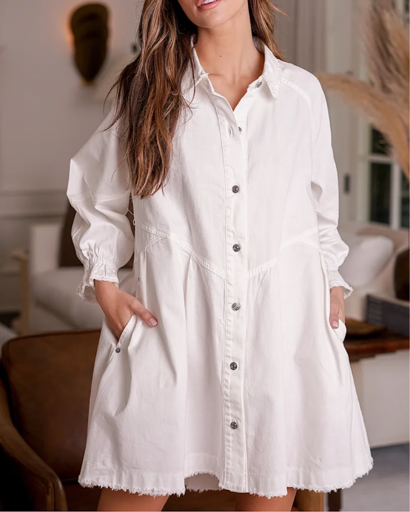 Free People Hannah Denim Shirt Dress by Free People - Pickle