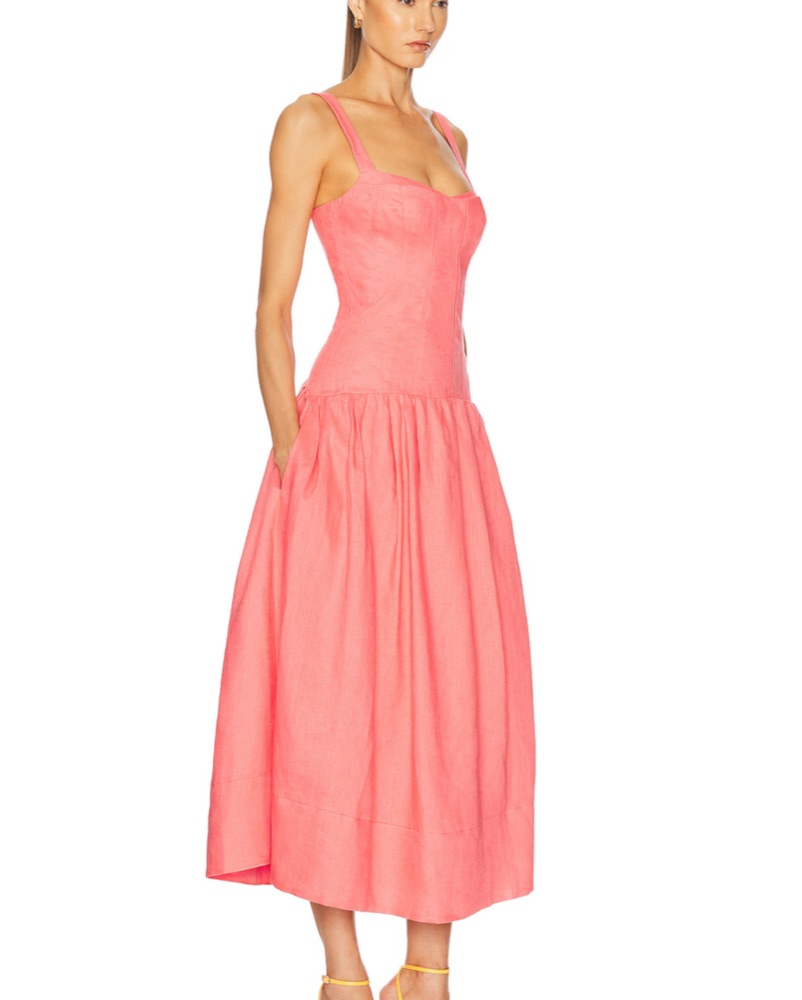 Nicholas Makenna Drop Waist Midi Dress by Nicholas - Pickle