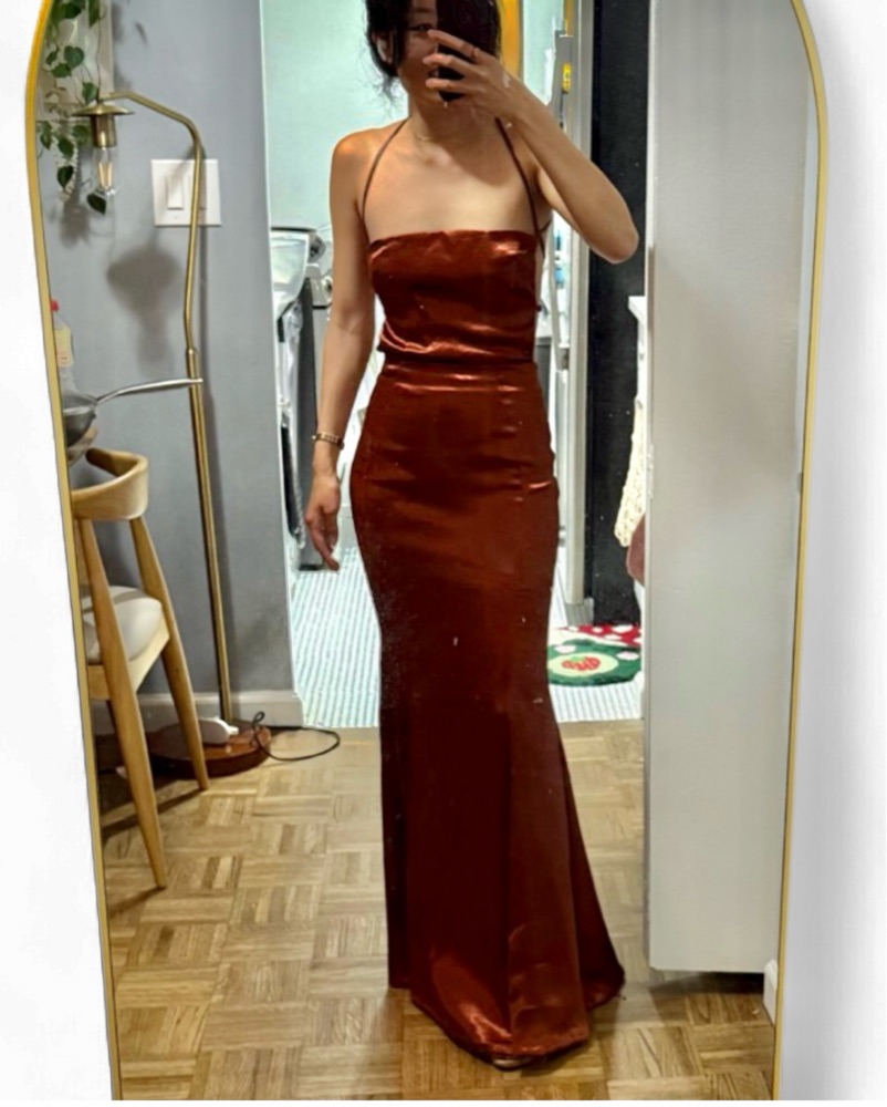 House Of CB 'Nura' Bronze Satin Maxi by House of CB - Pickle