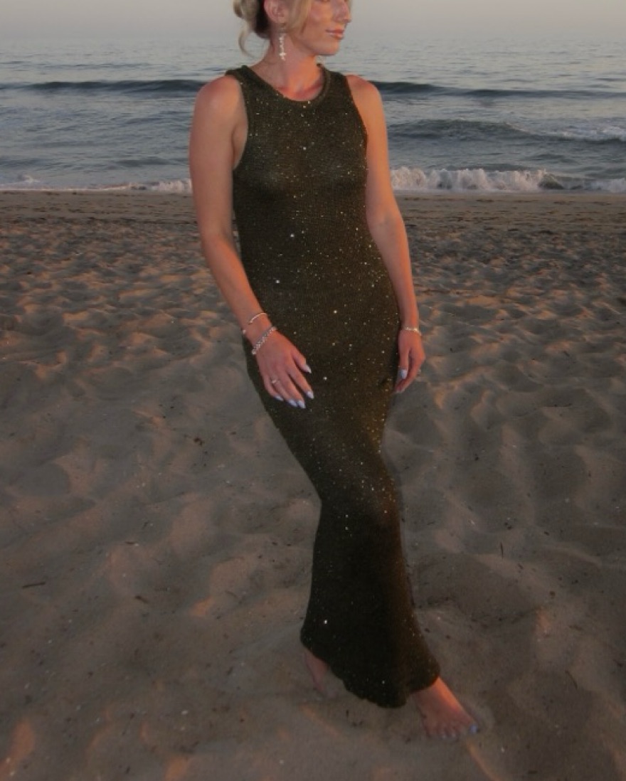 slim fit dress slacks Olive Green Infinity Beach Dress