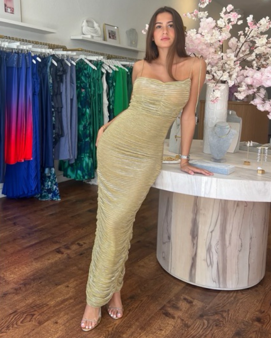 Gold Shimmer Maxi Dress by Zoey Reva - Pickle