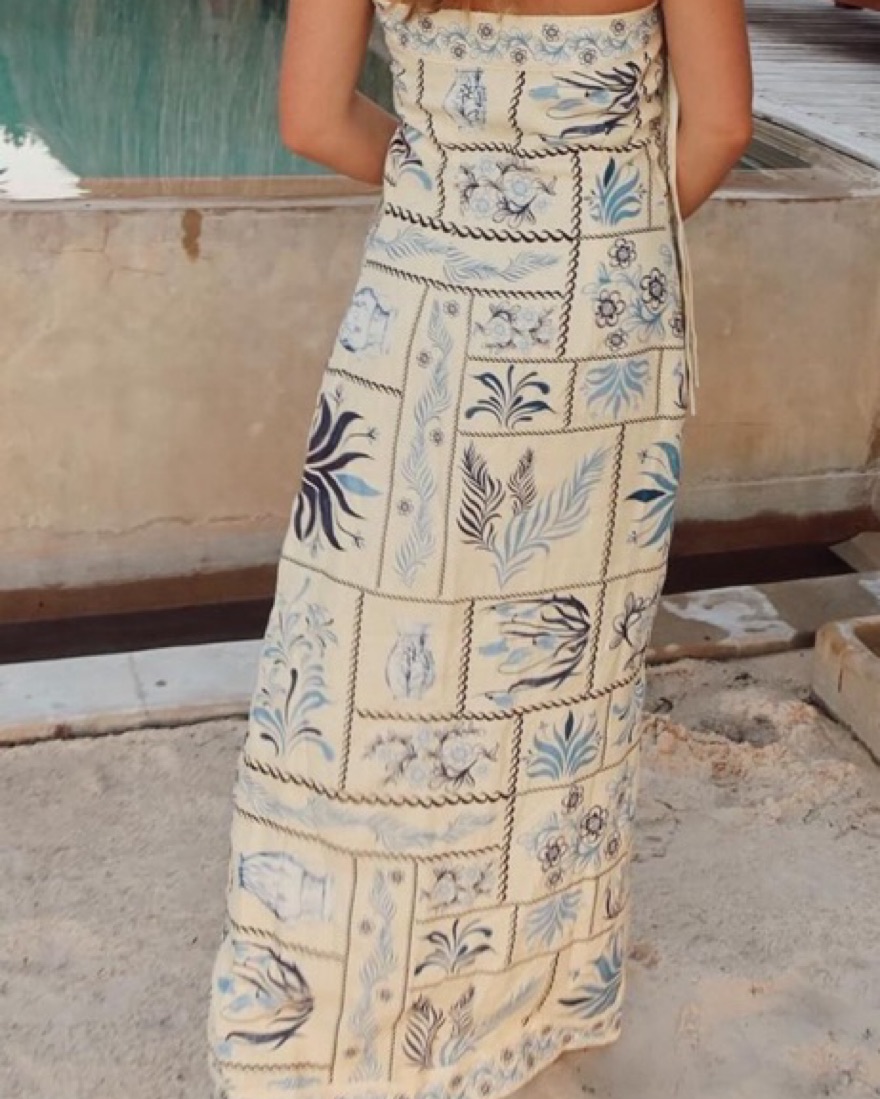 chinese dress ladies Blue Floral Wrap Maxi Dress main image 1