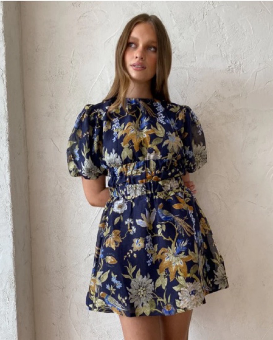 green emerald velvet dress Isadora Floral Smocked Dress