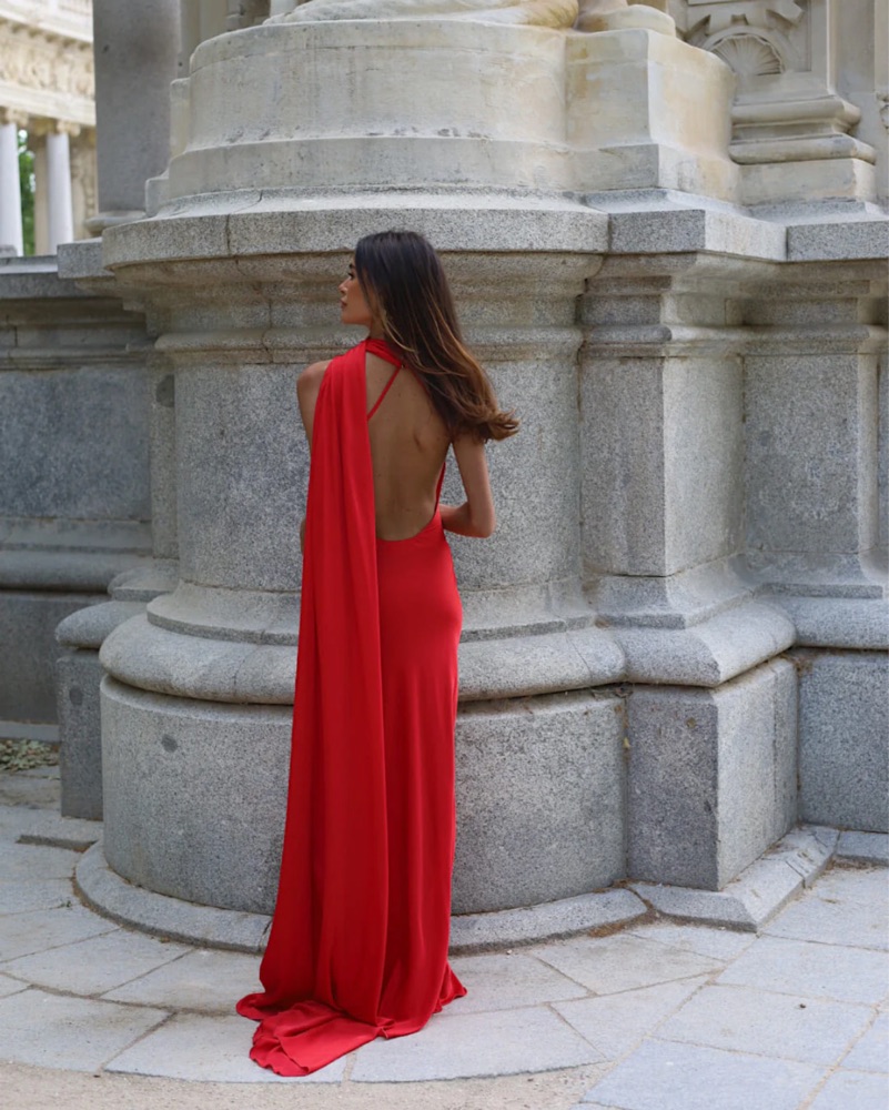 fitted lace wedding dress Low-Back Bodycon Mini Dress in Cherry Red main image 0