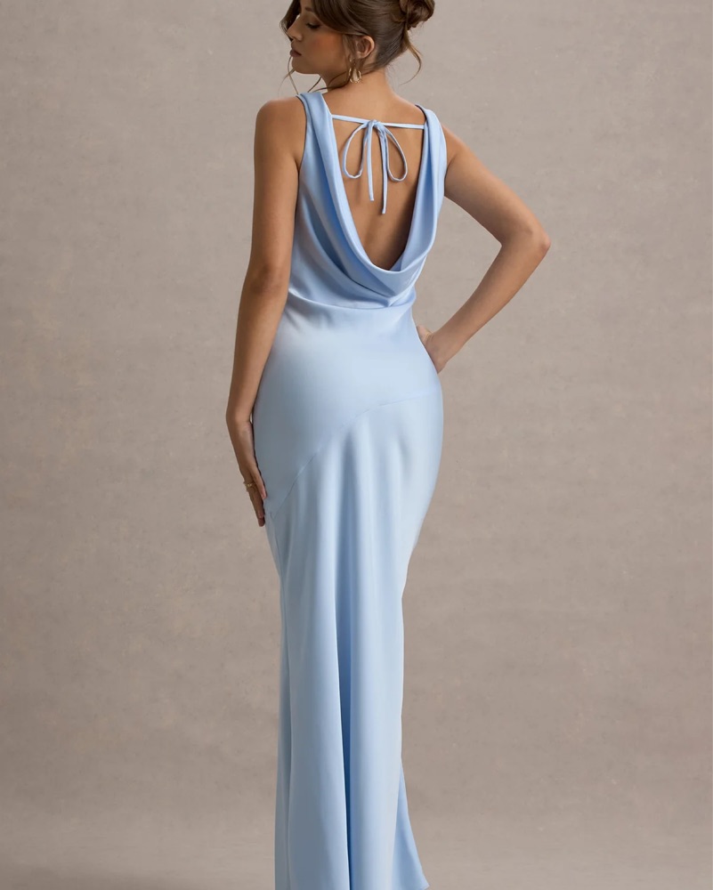 chinese dress ladies Cerise Orange High-Neck Maxi Dress With Open-Back – Club L London