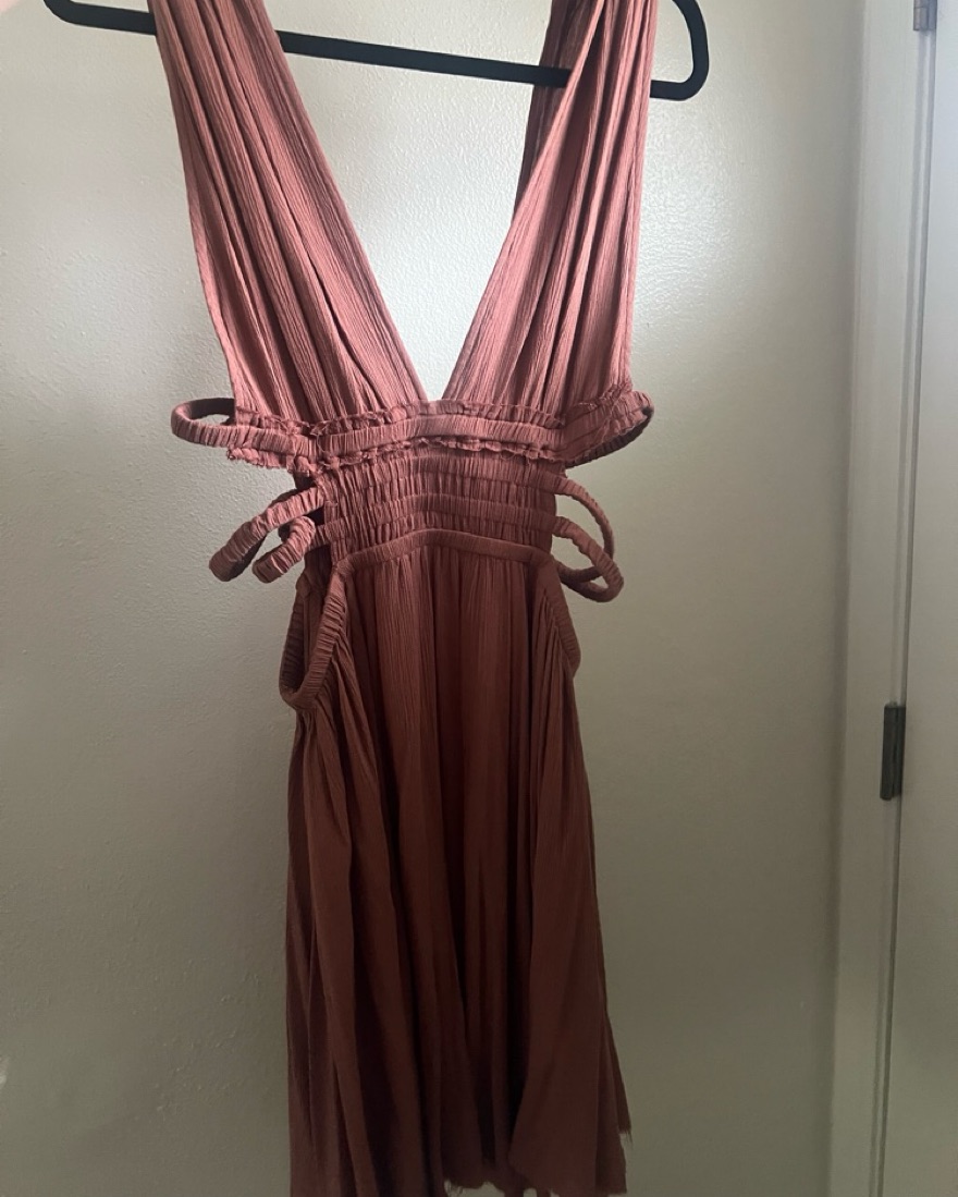 slim fit dress slacks Final Sale - Open Bow Back Cotton Fit and Flare Mini Dress main image 0
