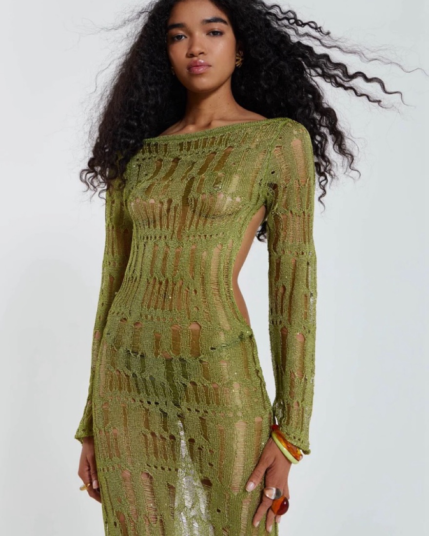 Jaded London Green Knit Maxi Dress by Jaded London - Pickle