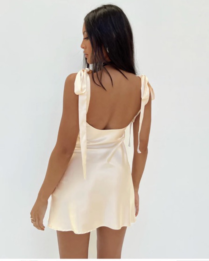 Lioness Chic Cream Satin Mini Dress by Lioness - Pickle