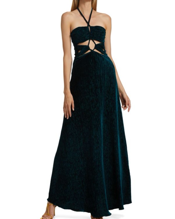 PatBo Green velvet halter Maxi Dress Sz6 by PatBo - Pickle