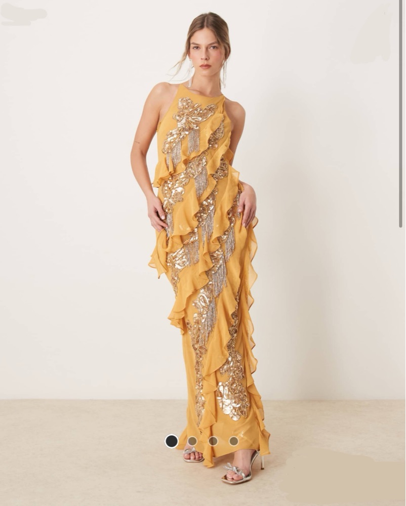 white christmas dresses ASOS DESIGN Ruffle Off Shoulder Midi Dress – White Chocolate Couture main image 0