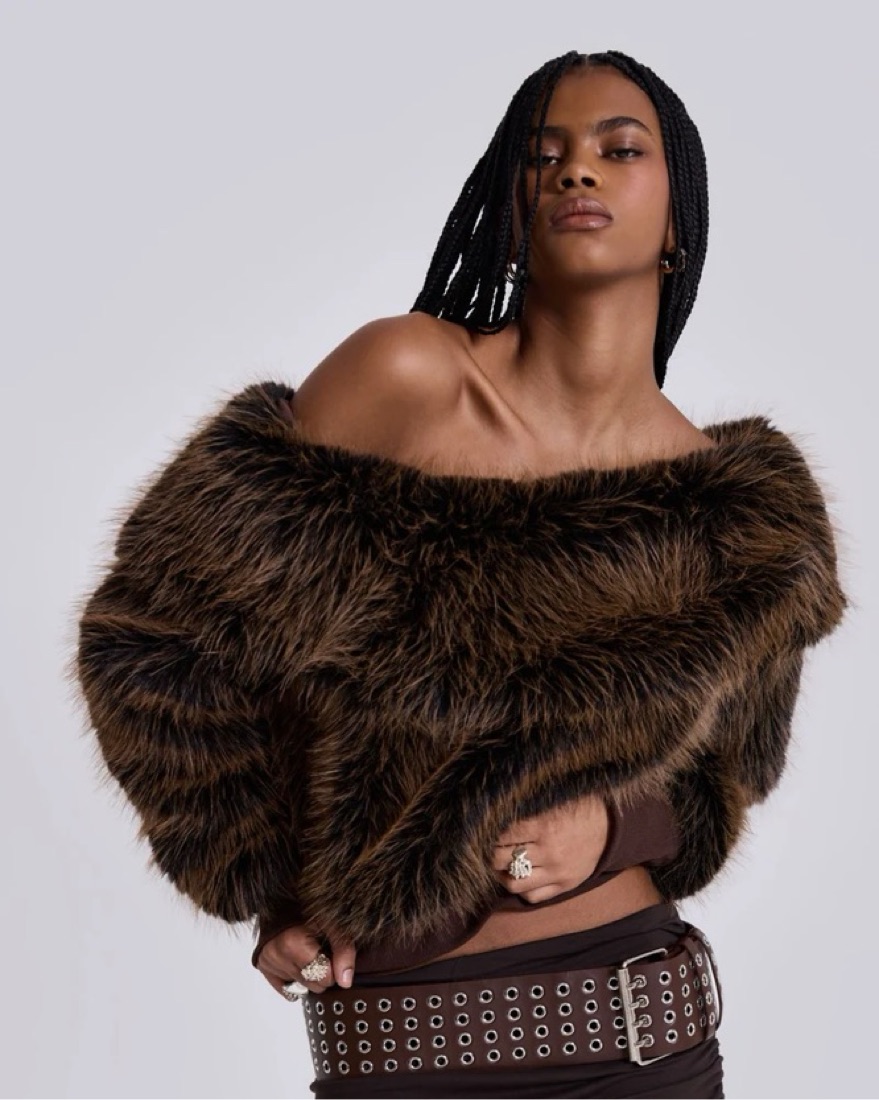 JADED LDN OFF-SHOULDER FAUX FUR - Image 2