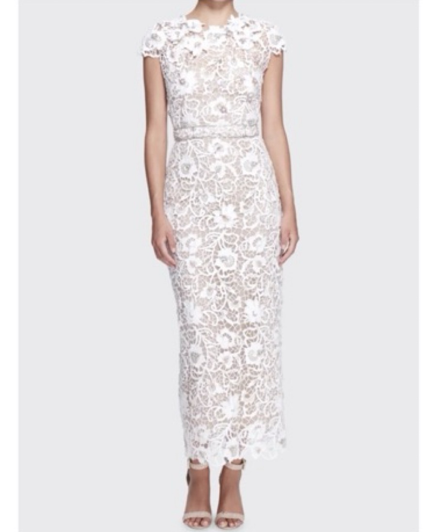 MARCHESA FLORAL LACE EMBROIDERED COLUMN  - Image 1