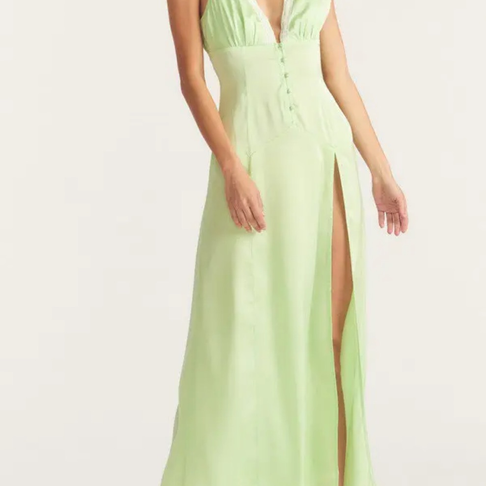 Loveshackfancy Green Silk Maxi by LoveShackFancy - Pickle