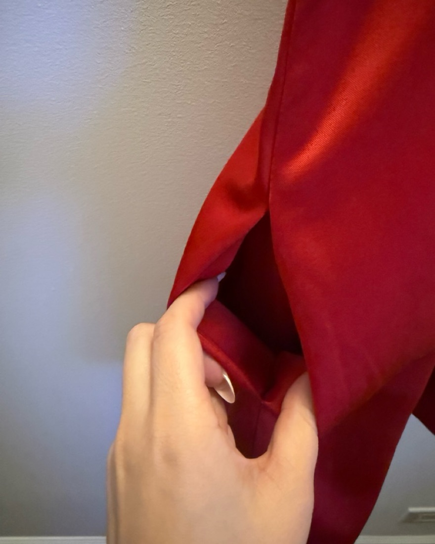 Striking Red Satin Mini Dress - Image 3