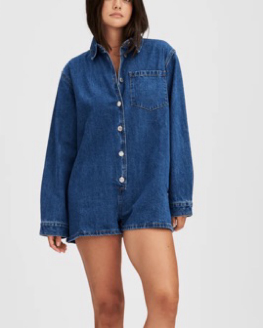 Parke Denim Romper by Parke - Pickle