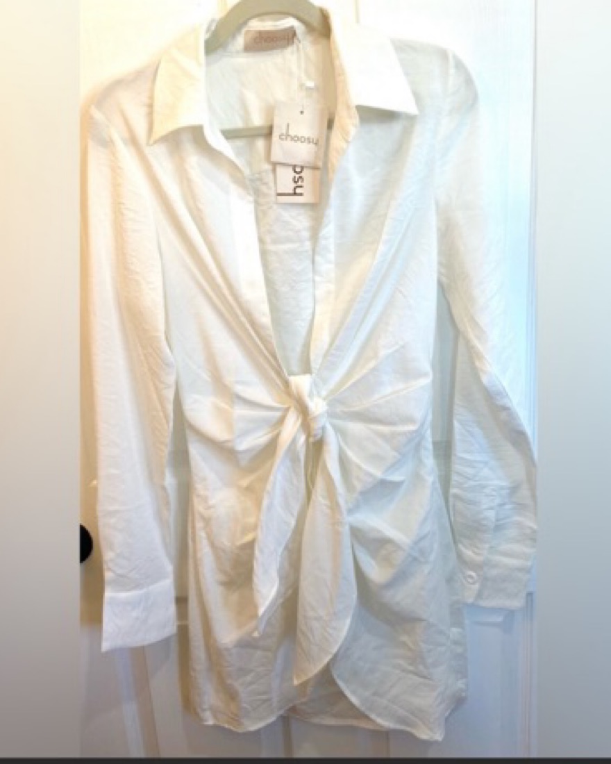 Choosy White Tie Dress - Image 3